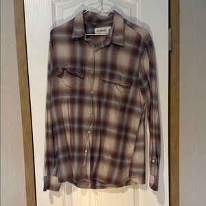 Abercrombie & Fitch Red and Blue Plaid Casual Button Down Shirt